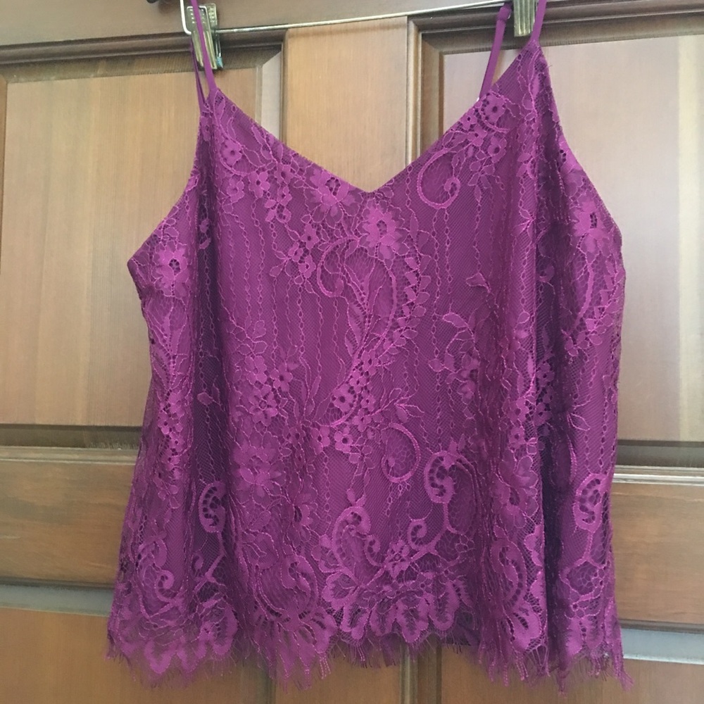 NWT WAYF Magenta Lace Tank Top